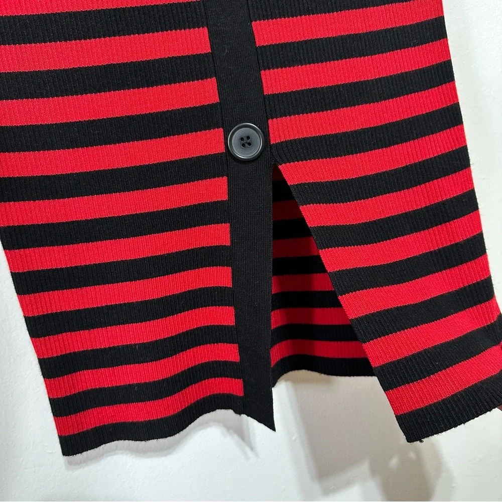 Zara Red and Black Striped Knit Midi Skirt Size Small - Picture 4 of 12